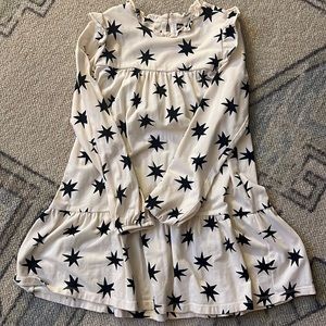 Tea collection size 7, adorable cream and black tiered dress with stars